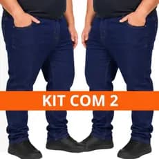 Kit com 2 Calças Jeans Masculina Plus Size Tamanho Grande Trabalho Serviço Dia a Dia Reforçada Lycra Elastano Premium