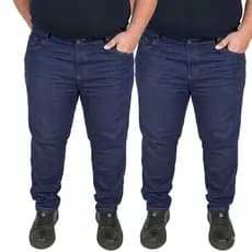 Kit com 2 Calças Jeans Masculina Elastano Plus Size Tamanho Grande Trabalho Serviço Dia a Dia Reforçada