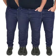Kit com 3 Calças Jeans Masculina Elastano Plus Size Tamanho Grande Trabalho Serviço Dia a Dia Reforçada