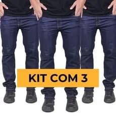 Kit 3 Calças Masculina Jeans Tradicional Básica Elastano Lycra Laicra Reforçada Trabalho Serviço Barata Envio Imediato