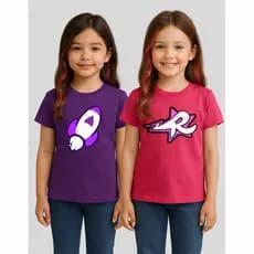 Kit 2 Camisetas Emily Vick Katlen Os Rosas Infantil Foguete e Estrela