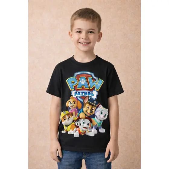 Camiseta Infantil Premium Patrulha Canina Desenho Gola Redonda Promoção