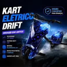 Triciclo Drift Elétrico  350W 8 polegadas, 3 velocidades, Bluetooth e luz LED para adulto e criança
