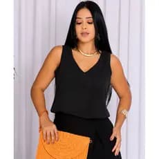 Blusa Feminina Regata Premium Decote V Lisa/Estampada Soltinha Social Trabalho Passeio Moda Feminina