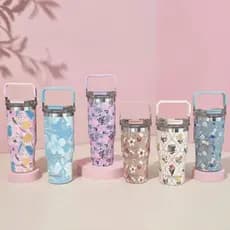 Copo Térmico Estampado 600ml/900ml Decorada Com Alça e Canudo