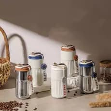 Copo Térmico Cafe personalizado Inox Portátil com tampa 450ml Com LED Temperatura Antivazamento