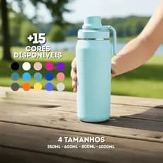 Garrafa Térmica Alça Academia Inox 350ml/600ml/800ml/1000ml