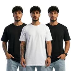 Kit 3 Camisetas Oversized Streetwear Masculina 100% Algodão Padrão Americano Sortidas