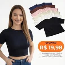 Cropped Feminino Manga Curta Canelado Ribana – Básico, Confortável e Versátil