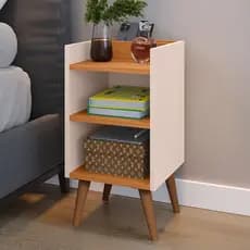 Mesa de Cabeceira Max Retro com Porta Celular Criado Quarto com prateleira Nicho Varias Cores