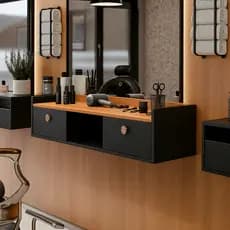 Bancada Suspensa Para Salão Cabelereiro Barbearia Vegas 2 Portas e Nicho Retrô 0.90CM