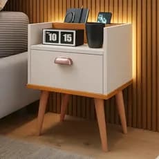 Mesa de Cabeceira Criado Mudo Quarto com gaveta Nicho e Porta Celular Varias cores Milena