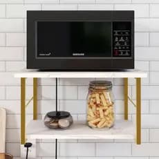 Suporte Microondas Forno Elétrico Suspenso Estilo Industrial Ferro Dourado Multiuso