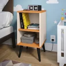 Mesa de Cabeceira Charme Criado mudo Retrô Compacta e Moderna Pés Palito PVC