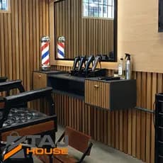 Bancada Suspensa Barbearia Cabeleireiro 180cm Com 2 Portas Nicho Puxador Concha Leão LANÇAMENTO