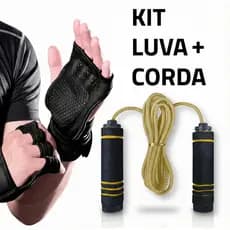 Kit Treino Casa & Crossfit: Corda Pular Speed + Luva Munhequeira Ajustável Musculação