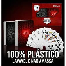 Jogo Baralho Duplo 108 Cartas 100% plástico Linha Econômica Slim Truco Poker - Resistente - Flexível