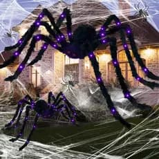 Aranha Peluciada Gigante Decoração Halloween Com/S LUZ LED-75CM/120CM