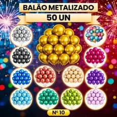 Kit 50 Balões Metalizados Cromados 10 Polegadas-Decoração Para Festas e Aniversários