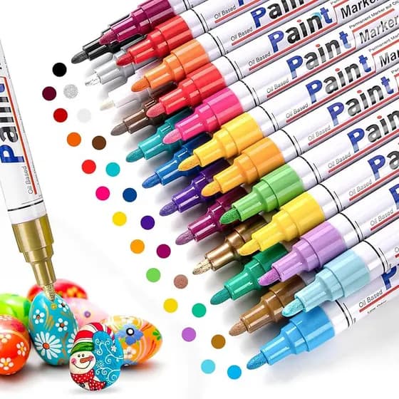Kit C/ 12 Canetas Paint Marker Marcador Tinta Permanente/ Acrílico
