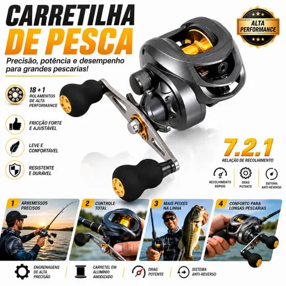 Carretilha de Pesca 7.2:1 18 Rolamentos Dreg 8kg Modelo 2026 Pescaria Recolhimento Rapido