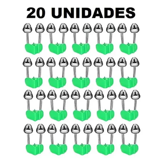 Kit Sinos Duplo Alarme Para Vara De Pesca Suporte Sinalizador Guizo Sininho