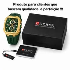Relógio Masculino Curren Original Esportivo casual social Cronógrafo Verde Dourado Luxo + Caixa case
