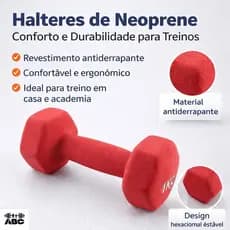 Halter Sextavado Emborrachado 1KG/2KG/8KG/9KG Musculação