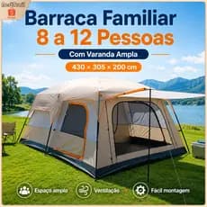 Barraca de Camping Familiar 8 a 12 Pessoas com Varanda 430 x 305 x 200 cm