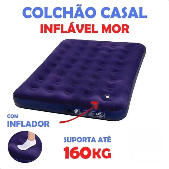 Colchão Inflável CASAL C/ Inflador Acoplado Multiuso - ENVIO IMEDIATO