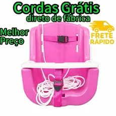 Balanço Infantil ROSA PLÁSTICO Cadeirinha de Balanço Bebê Criança 1 a 5 Anos C/Corda