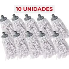 10 Refil MOP Esfregão Com Rosca Universal Algodão para Limpeza Geral