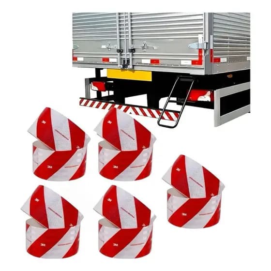 Kit 5 Faixas Refletivas Parachoque Traseiro 3M Adesivo Reflexiva 2,40m x 10cm Alta Durabilidade