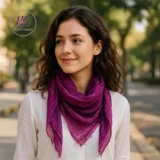 Lenço Estampado Roxo Algodão c/ Fibra Metalizada 90x90 cm Envio Rápido