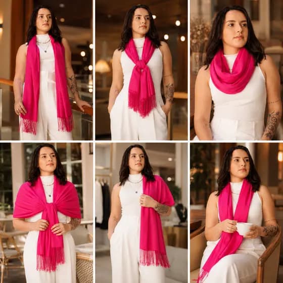 Cachecol Pashmina Pink Rosa Moda Feminina 100% Poliéster Premium Xale Elegante Versátil Luxo