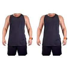 Kit 2 Regatas Alongadas Masculinas Pretas 100% Algodão Regata Longline
