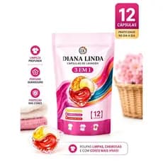 Sacos de Detergente 3 em 1 12 Unidades Cápsulas Lava Roupa Detergente Concentrado Anti-odores Alta Eficiência