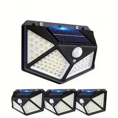 Luz solar com sensor de movimento para parede externa LED resistente à água sem fio recarregável automática para jardim