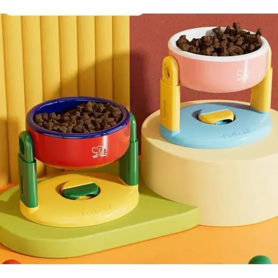 Comedouro e Bebedouro Elevado Cachorro Gato Tigela Com Ventosa e Regulagem de Altura