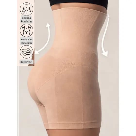 Shorts Cinta Modelador Levanta Empina Bumbum Feminina Alta Compressão Shortinho COM ou SEM Barbatana