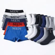 Kit 10 Cuecas Box  + 6 Pares de Meias Sport Tamanho UNICO ou Kit 6 Cuecas + 6 Pares de Meias