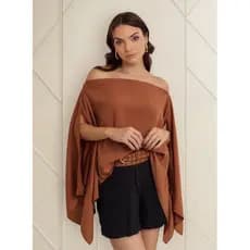Blusa Bata Capa Feminina Boho Chic Assimétrica Blogueira