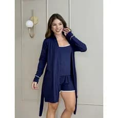 Conjunto Trio com Shorts – Conforto e Estilo para o Dia a Dia noite Pijama