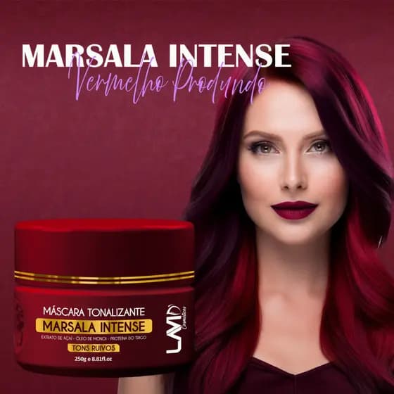 máscara matizador vermelho tonalizante Marsala Intense 250g LAVID