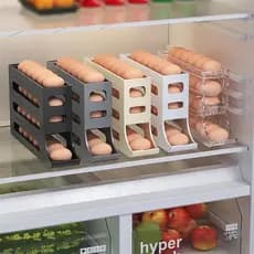 Organizador Porta Ovos Suporte 4 Andares Rolante Para 30 Ovos Dispenser Armazena e organizador de Geladeira