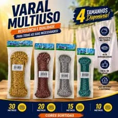 Varal de Corda Multicolorida Resistente para Roupas – Ideal para Viagens, Camping ou Uso Diário