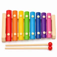 Brinquedo Educativo Xilofone Infantil Madeira Colorido Instrumento Musical Manual Menino/a