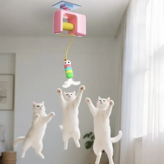 Brinquedo Interativo Elétrico para Gatos Corda Elástica Pássaro Voador Automático Anti Estresse Pet
