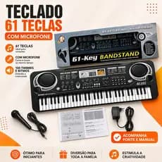 Brinquedo Teclado Eletrônico 61 Teclas Piano Infantil Crianças Iniciantes Com Microfone Fonte Manual
