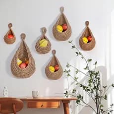 Pendurar parede armazenamento de vegetais cesta de frutas ninho de pássaro pendurado na parede gota de água Net bolso ar